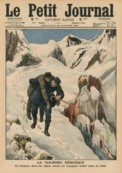 An Heroic Round, an Alpine Postman Rescuing a Traveller Stuck in the Snow, front cover illustration from 