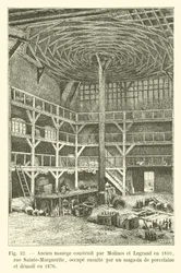 Old riding school built by Molinos and Legrand in 1810, Sainte-Marguerite Street, later occupied by a porcelain shop and demolished in 1876