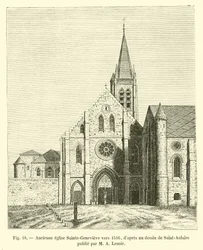 Old church of Sainte-Genevieve around 1516, after a drawing by Saint-Aulaire published by Mr. A. Lenoir