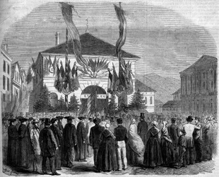 Annexation of Savoy to France, Chambery, 22 April 1860: vote of the population on the attachment of Savoy to France. Engraving in 