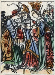Anonymous illustration for “Sleeping Beauty”, tale by Charles Perrault. Wood engraving of Imaging Pellerin - Epinal, late 19th century.
