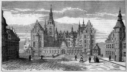 Exterior view of the castle of Frederiksbourg in Denmark