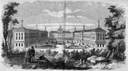 General View of the Military Hospital of Vincennes. Engraving in Le Monde Illustré n°61 of 12 June 1858