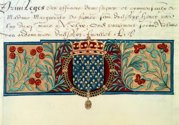 Arms of France (surrounded by the necklace of the Order of Saint Michel and surmounted by the royal crown)