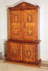 Armoire with Marquetry Displaying French Revolutionary Motifs and Slogans, end 18th century