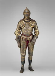 Armor of Henry II, King of France (reigned 1547-59), c. 1555 (steel, gold, silver, leather, textile)