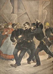 Arrest of a town sergeant, illustration from Le Petit Journal: Supplement illustre, 1898