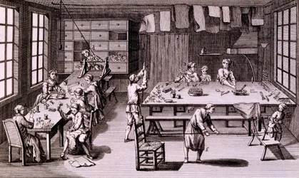 Artificial Flower Shop, illustration from Encyclopaedia or a Systematic Dictionary of the Sciences, Arts and Crafts by Denis Diderot, published 1765