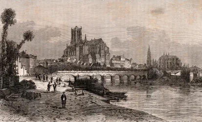 Auxerre - Bourgogne-Franche-Comte - engraving in 