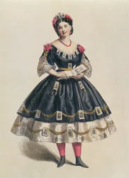 Ball Gown decorated with photographic cartes de visite, c.1860