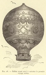 Balloon used for the first aerial voyage (engraving)