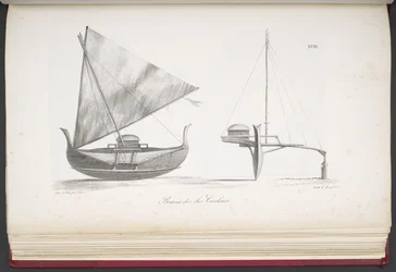 Boat from the Caroline Islands, from Voyage pittoresque autour du monde, avec des portraits de sauvages d