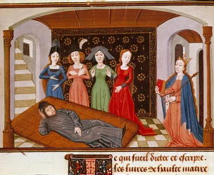 Boece (Boethius) Surrounded by Philosophy and Muses. Miniature Taken from 