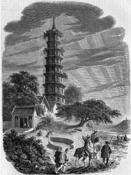 Buddhist architecture: exterior view of the Octagonal Pagoda on Whampoa Island, China