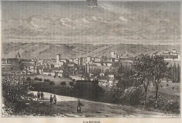 Cahors - Lot - Midi-Pyrenees (engraving in 