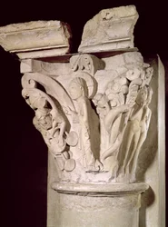Capital with a relief depicting Adam and Eve
