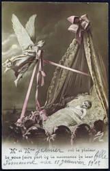 Card announcing the birth of a baby, 11th January 1915