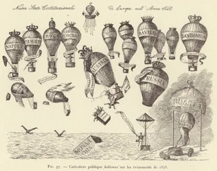 Italian Political Caricature on the Events of 1848 (engraving)