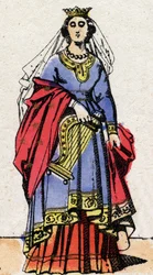 Carolingian dynasty: Portrait of Emma of France (894-934) wife of Raoul of France (c. 890-936). Epinal imaging from the end of the 19th century. Private collection.