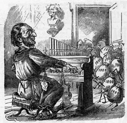 Cartoon of the German composer Richard Wagner