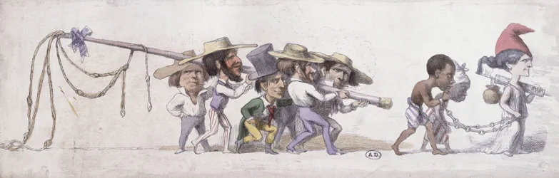 Cartoon depicting France as the slave trader of its colonies, c.1845-48