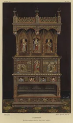 Carved, Painted and Gilded Wooden Dresser, 15th Century
