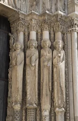 Cathedral of Chartres, Detail of the Fire Right of the Central Bay of the Royal Gate, from Left to Right, a Prophet, King David, a Queen, Solomon