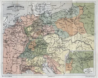 Central Europe showing the historic sites and battlefields of 1792-1813 - engraving in 