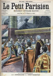Ceremony of the coronation in Westminster: King Edward VII and Alexandra of Denmark, in 