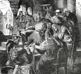 Charlemagne with pupils and teachers of his Palace School at Aachen, c.1890