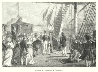 Charles X embarks at Cherbourg