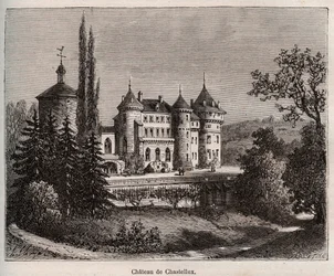 Chateau de Chastellux - Chastellux sur cure, Burgundy - engraving in 