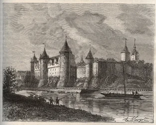 Chateau de Josselin - Morbihan en Bretagne - engraving in 