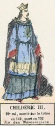 Childeric III, 22nd King, Ascended the Throne in 742, Died in 752, End of the Merovingians (engraving)