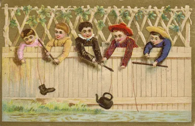 Children Fishing with Shoe and Kettle