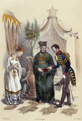 Chinese visiting a foreign military; illustration for China, in 