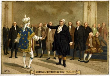 Chromolithograph depicting Honoré Gabriel (Honoré-Gabriel) Riqueti, Count of Mirabeau (1749-1791), in the National Assembly on June 23