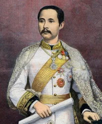 Chulalongkorn (1853-1910), King of Siam. In 1897 Chulalongkorn became the first Siamese monarch to visit Europe. Illustration from Le Petit Journal