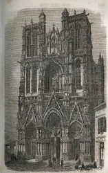 Church Saint-Vulfran in Abbeville in the department of the Somme in France - engraving in 