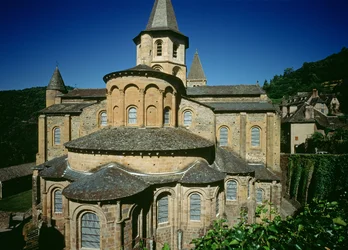 Church of St. Foy from the east, begun c.1050 by Abbot Odolric