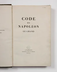 Code of Napoleon the Great, open at the titlepage, published Florence, Molini, Landi et Cie, 1809