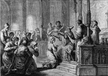 Consecration of Saint Genevieve, circa 430: Saint Germain, bishop of Auxerre