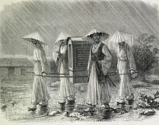 Koreans Dressed in a Palanquin (Illustration from 