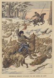 Cossack sentries attacked by packs of wolves in Manchuria