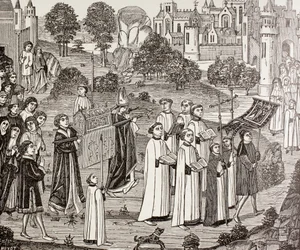 Count Renier bearing the body of Saint Veronica to St. Waudru church in Mons, from 