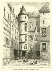 Courtyard of the house inhabited, in the fourteenth century, by the human flesh paste maker, rue des Marmousets, 1850