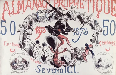 Cover of a Prophetic Almanac Depicting Nostradamus, 1873