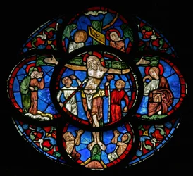 Crucifixion with Mary and John, Adam and Eve