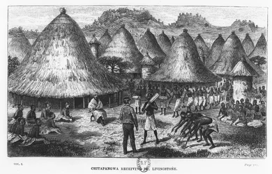 David Livingstone welcomed in a village in the Great Lakes region of Central Africa