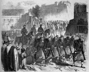 Defile the 2nd Zouaves, Back from Kabylie, in Front of General de Montauban. Oran, Algeria.